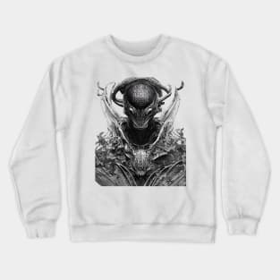 Alien warrior predator from outer space sci fi unique pen and ink design Crewneck Sweatshirt